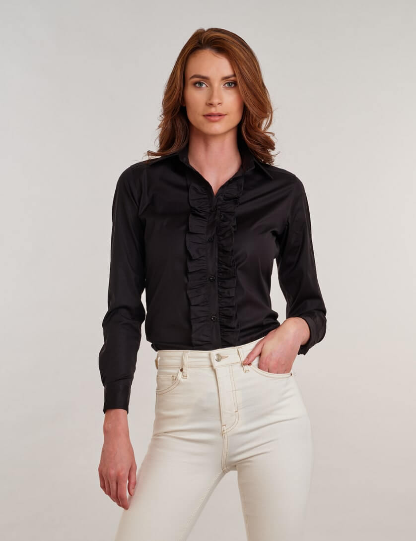 Black Ruffle Blouse