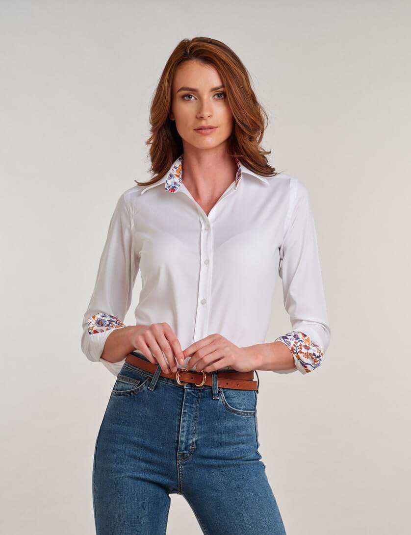 ladies white shirt with Liberty print 