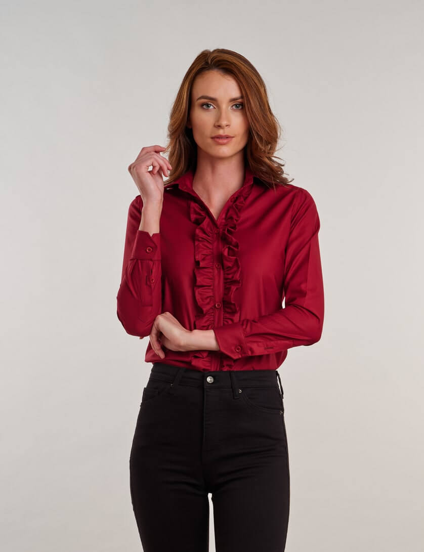 Red Ruffle Blouse 