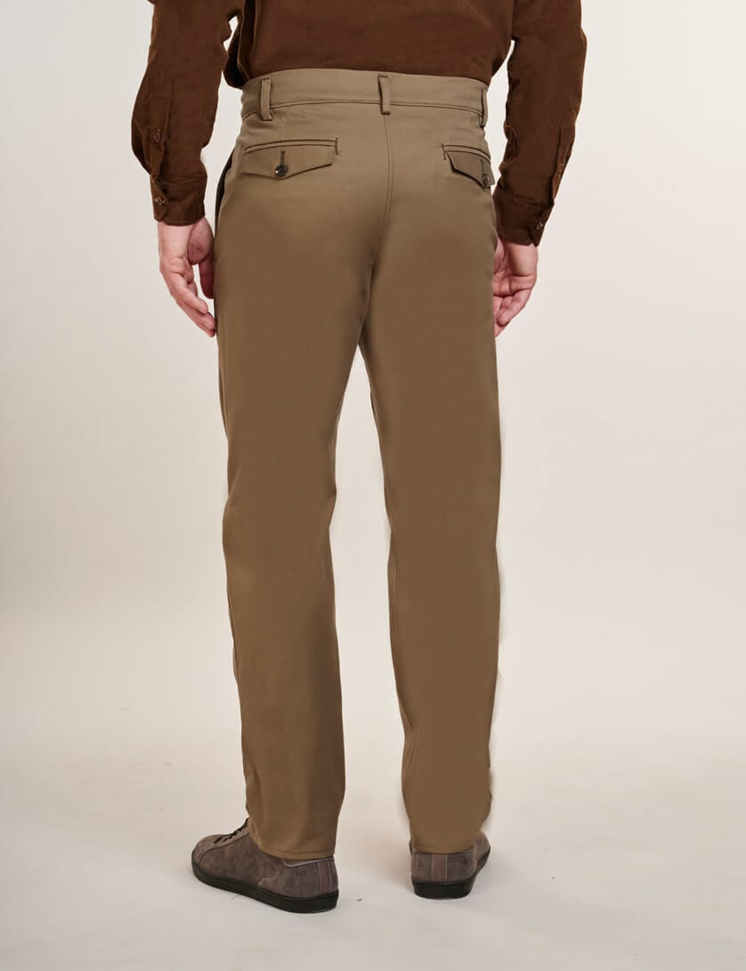 Men's Cappuccino Brown Pleat Front Chinos | Savile Row Co