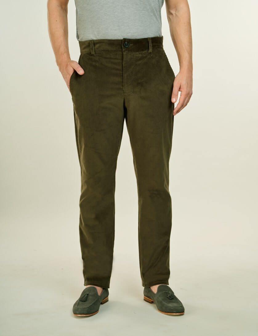 mens green corduroy trousers