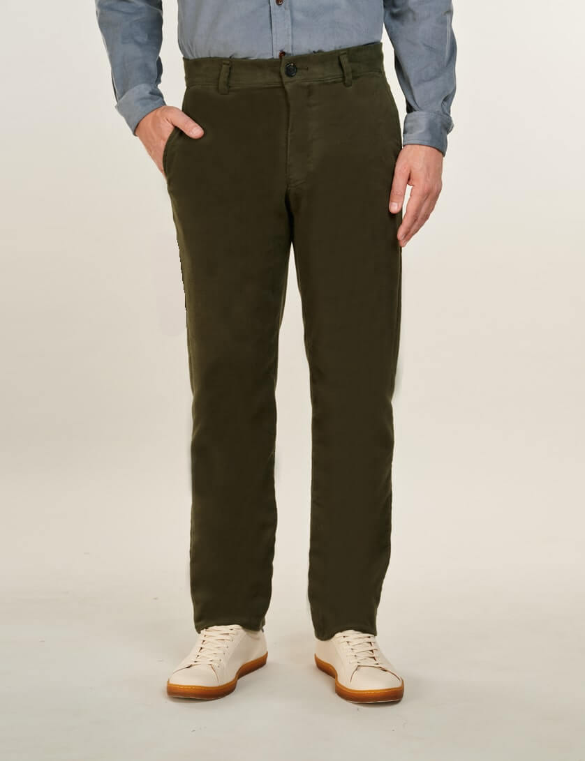 mens green moleskin trousers 