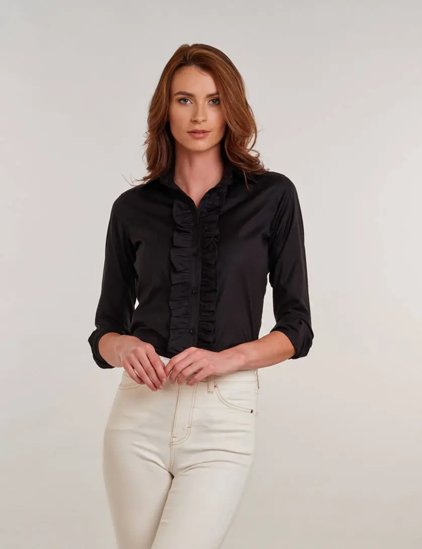 Black Ruffle Blouse