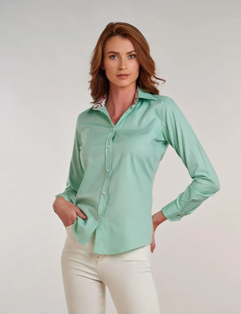 green ladies oxford shirt