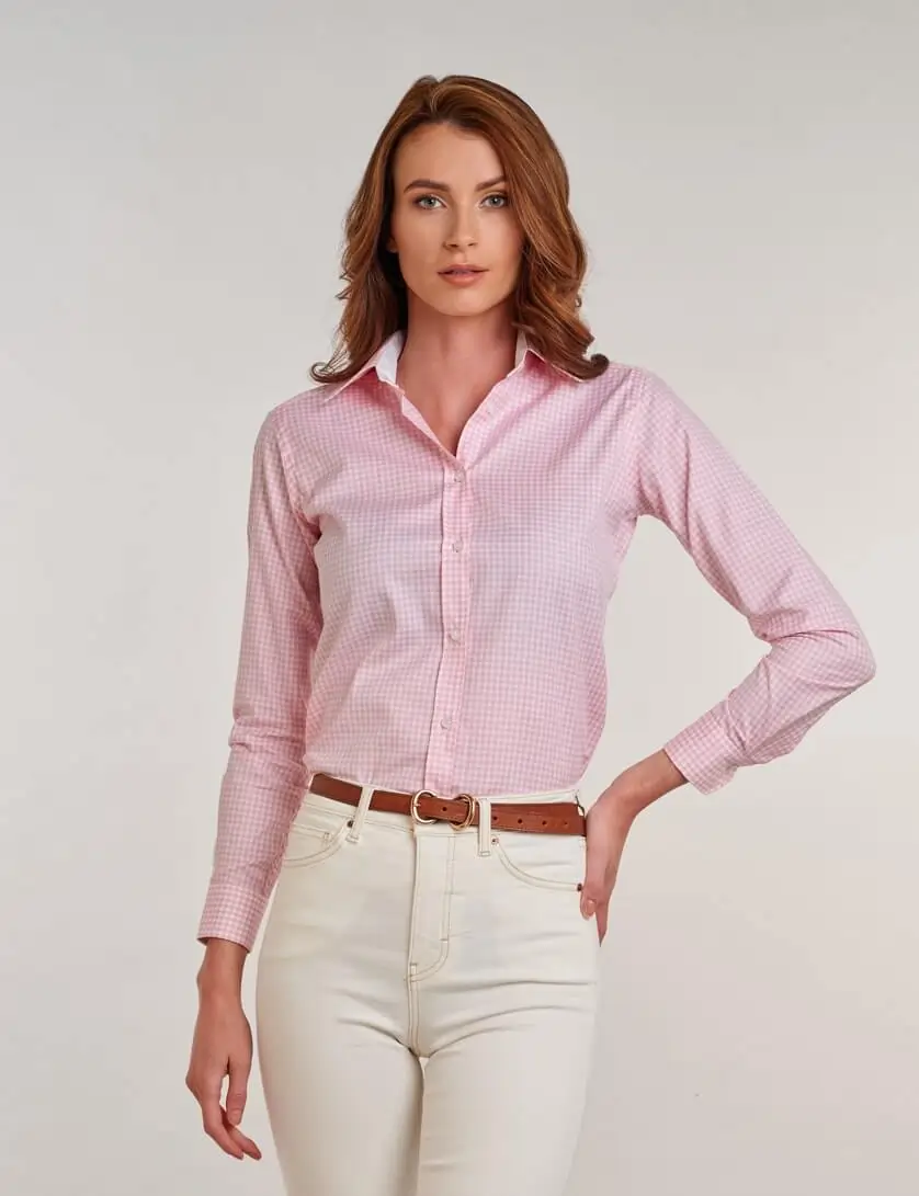 pink gingham blouse