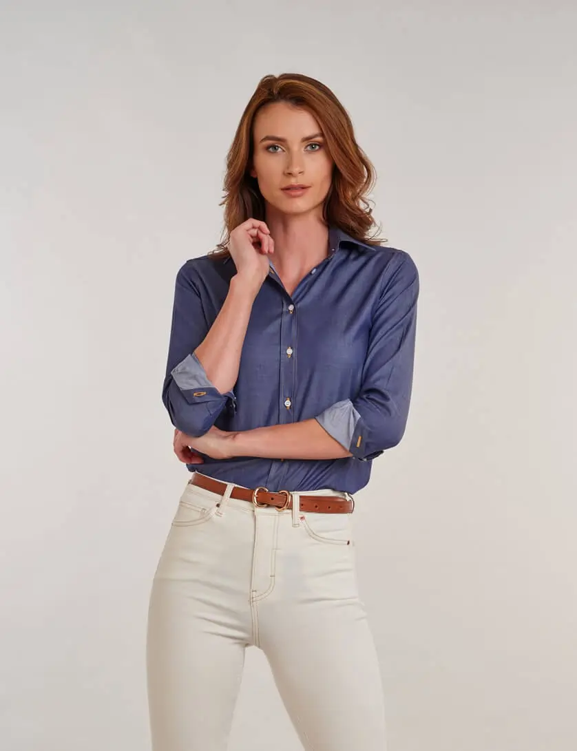 Victoria Beckham Womens Shirts & Tops | Denim Shirt Mid Blue Wash «  MUSEE-OLERON