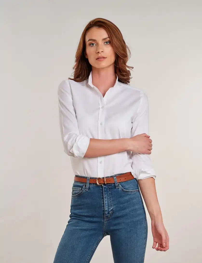 White Collarless Blouse