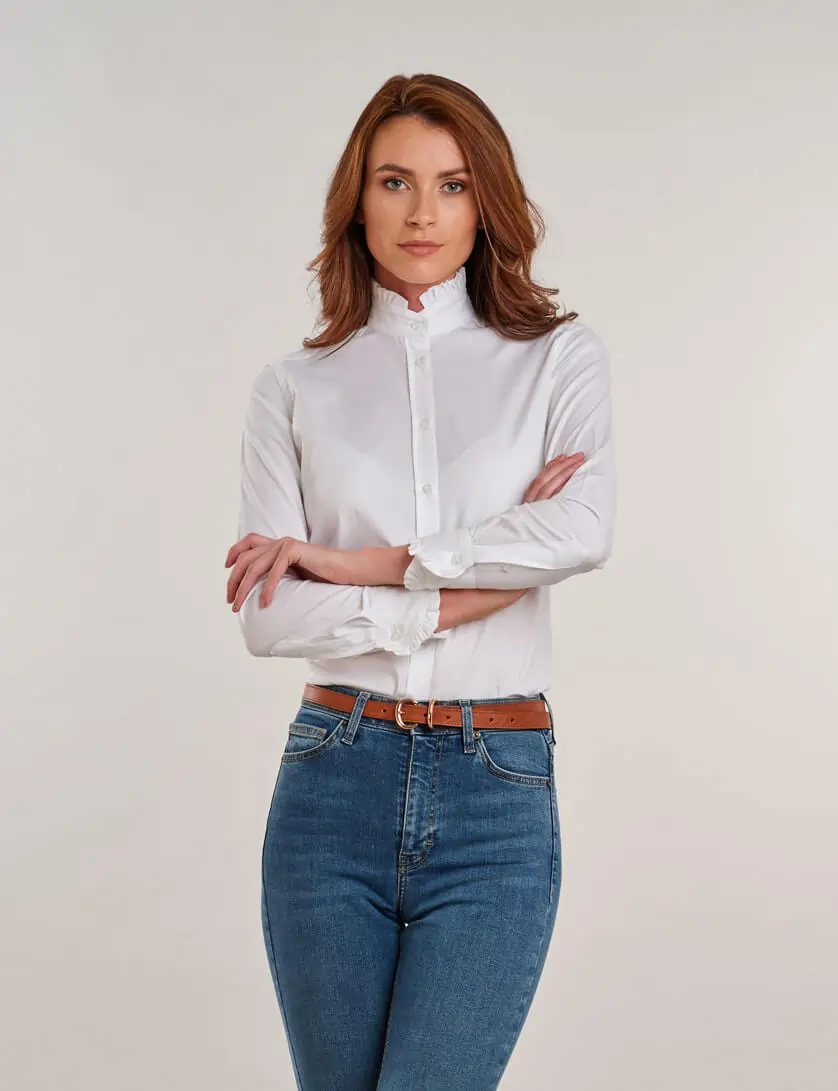 white ruffle collar blouse