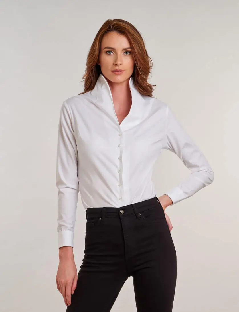 White Tulip Collar Blouse 