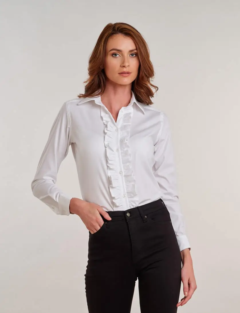 White Ruffle Blouse