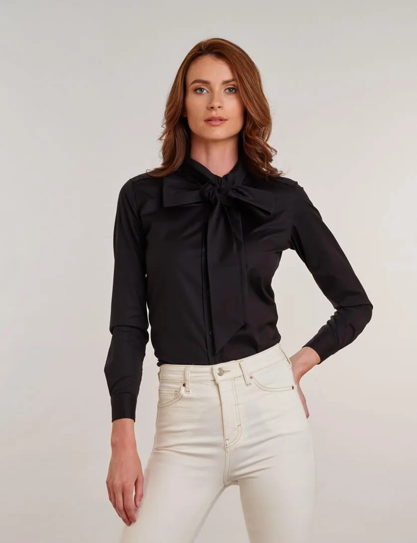 Black pussy bow blouse