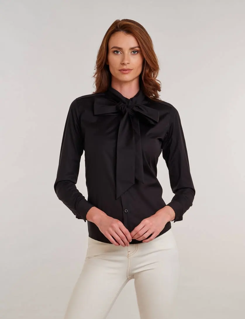 Black Pussy Bow Blouse