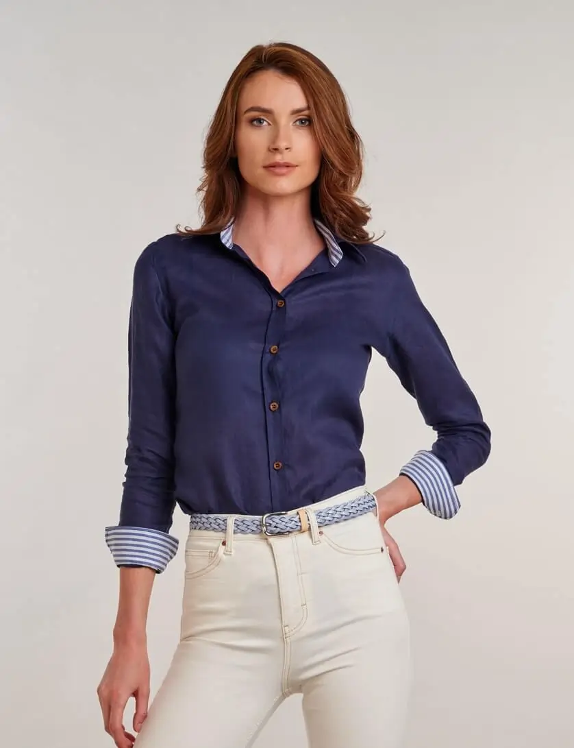 Blue linen blouse