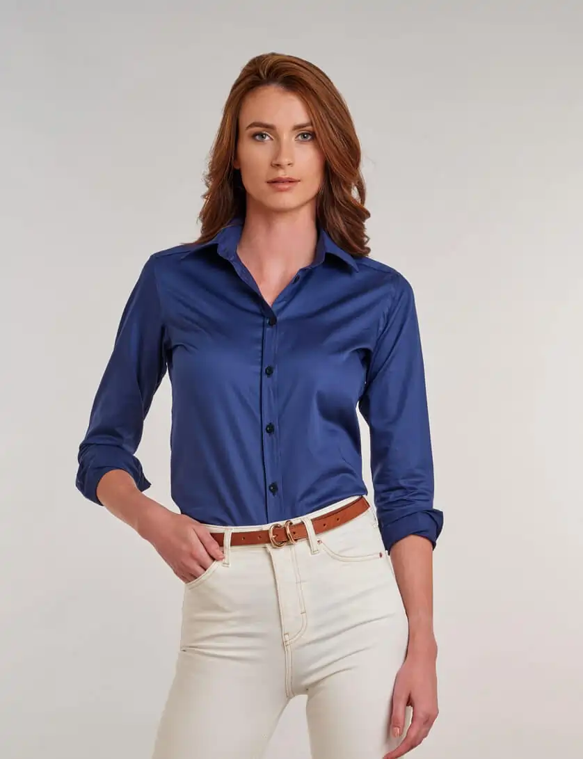 royal blue blouse with jeans