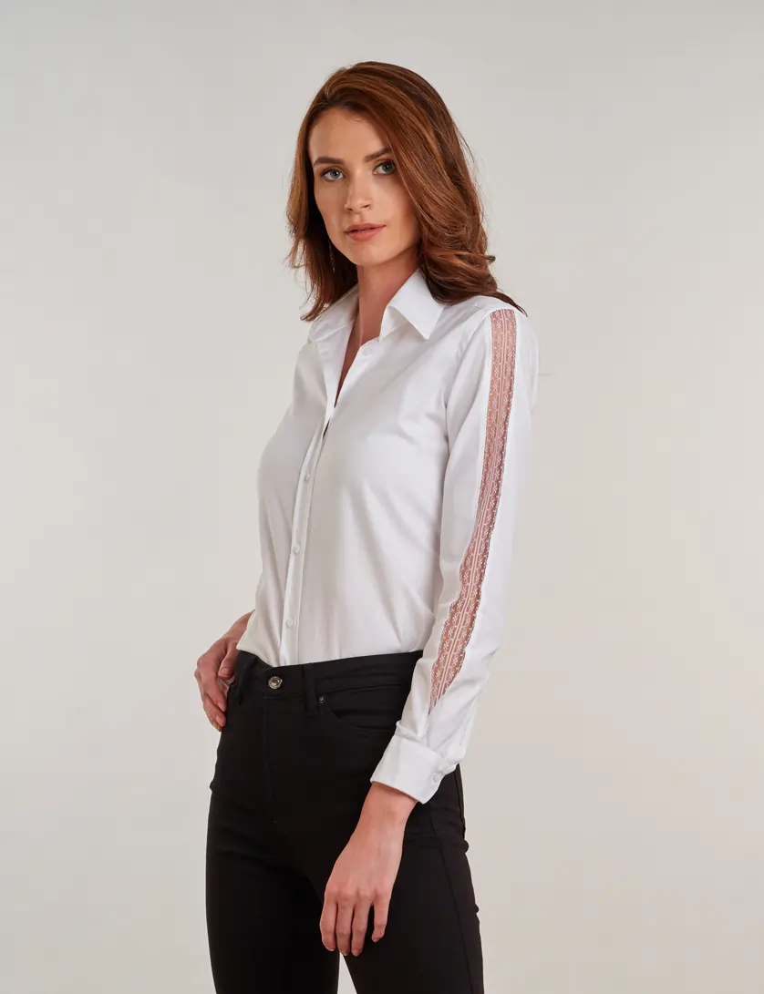 White Lace Shirt | Ladies White Lace Shirt