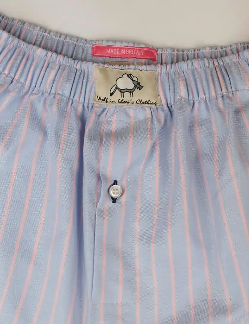 blue and pink striped boxer shorts for men