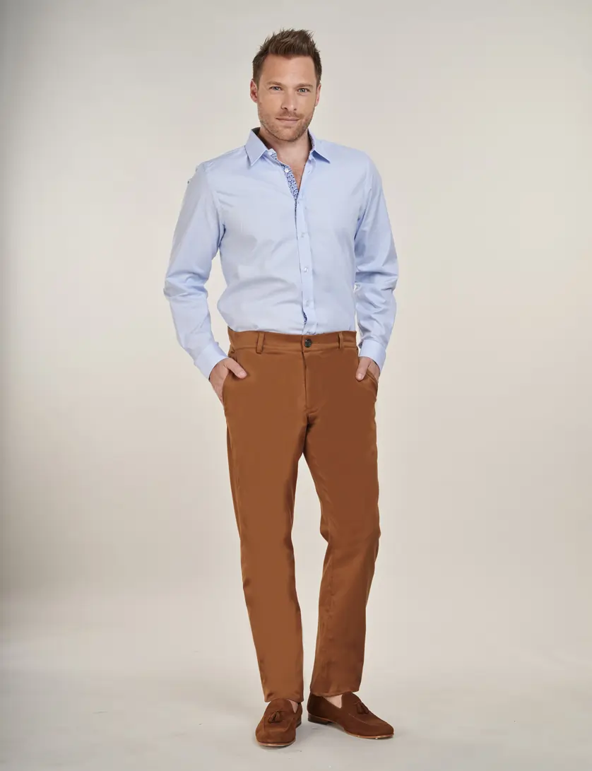 mens tobacco chino trousers