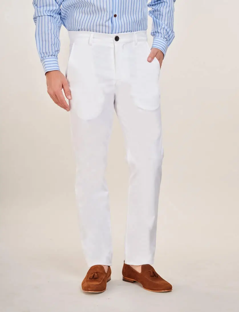 mens slim fit white chino trousers