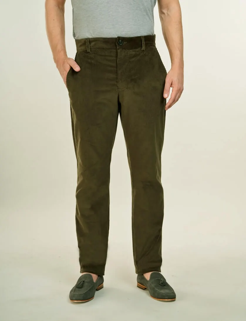 green corduroy trousers