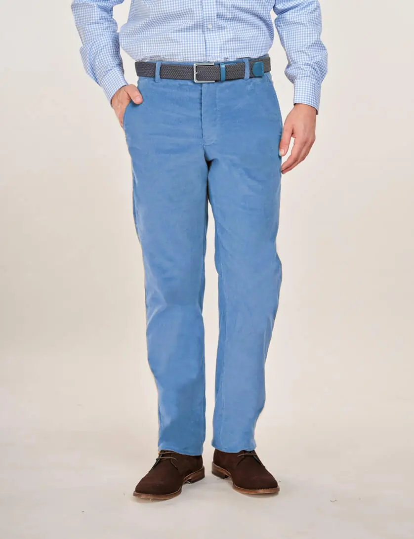 Blue Corduroy Trousers (Slim Leg) 