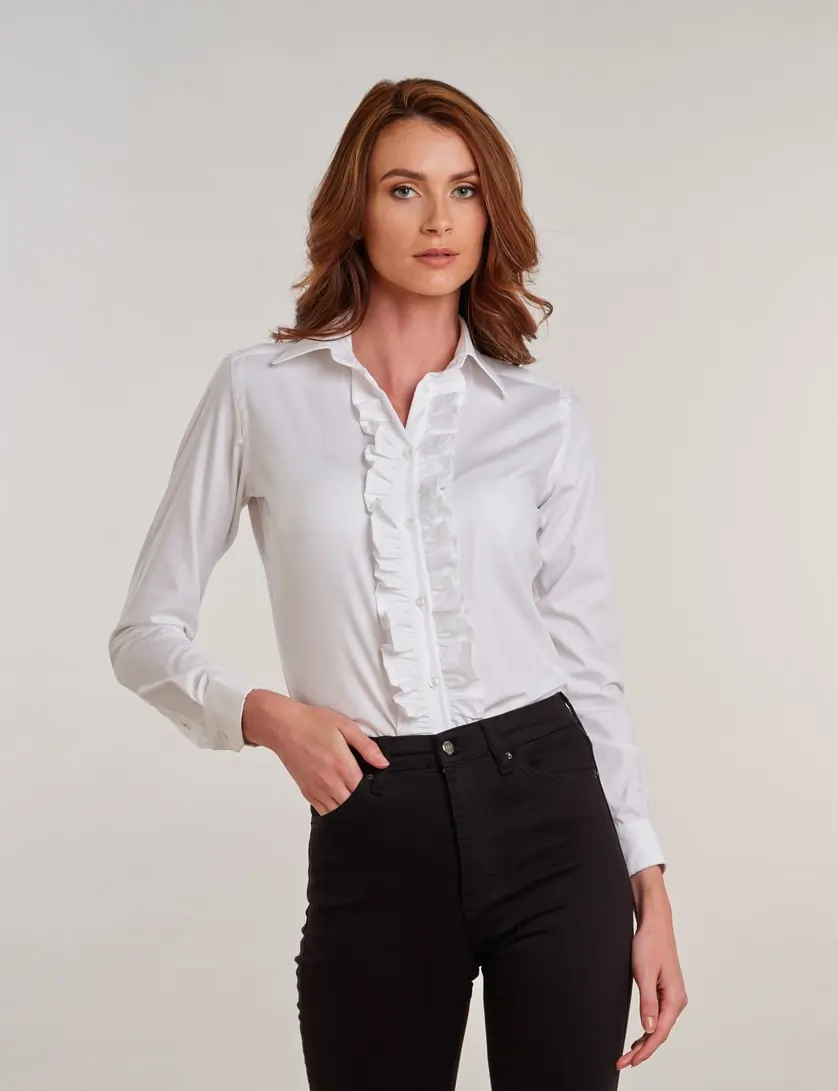 White Ruffle Shirt