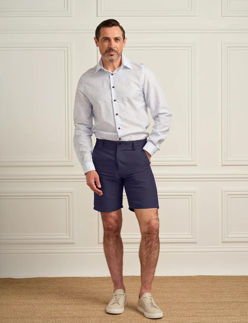 Navy Linen Shorts