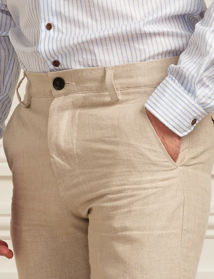 stone linen shorts