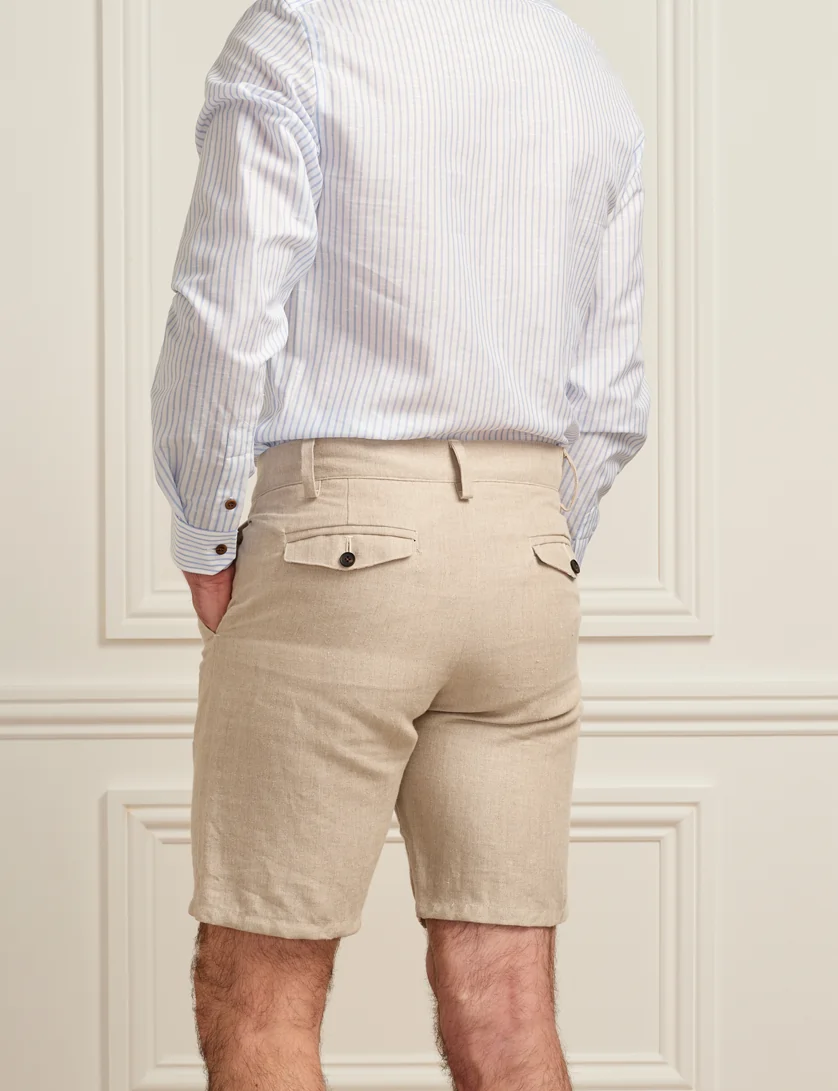 stone linen shorts