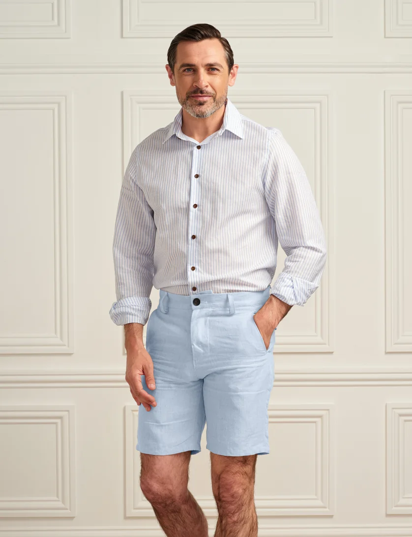light blue linen shorts
