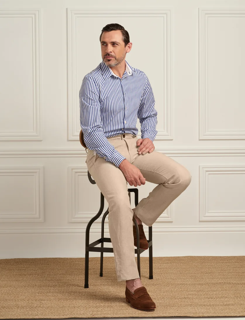 Beige Linen Trousers (Slim Leg)
