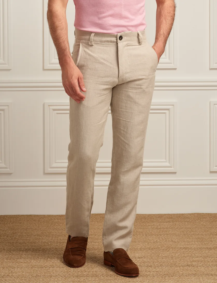 stone linen trousers