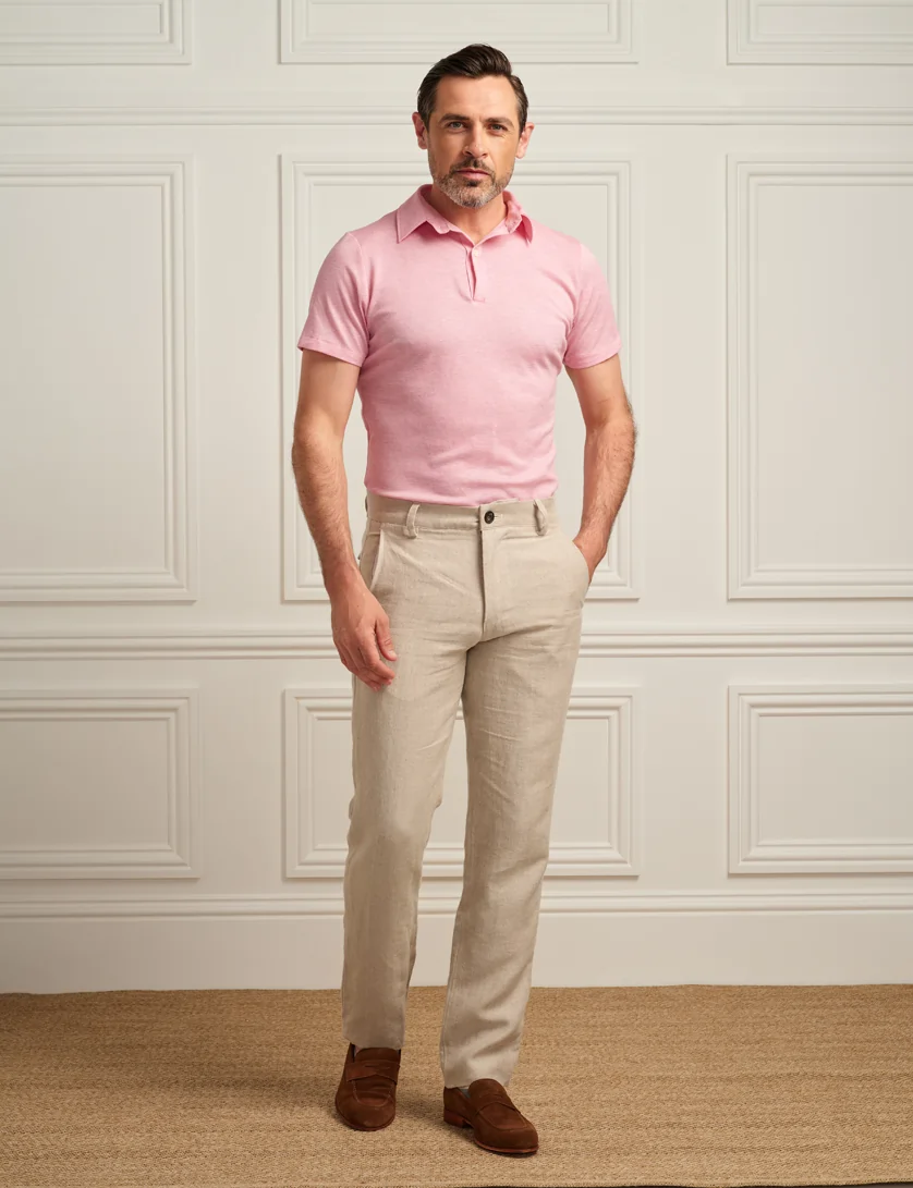 Stone Linen Trousers (Slim Leg)