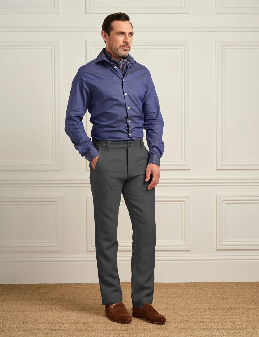 Grey Linen Trousers (Slim Leg)