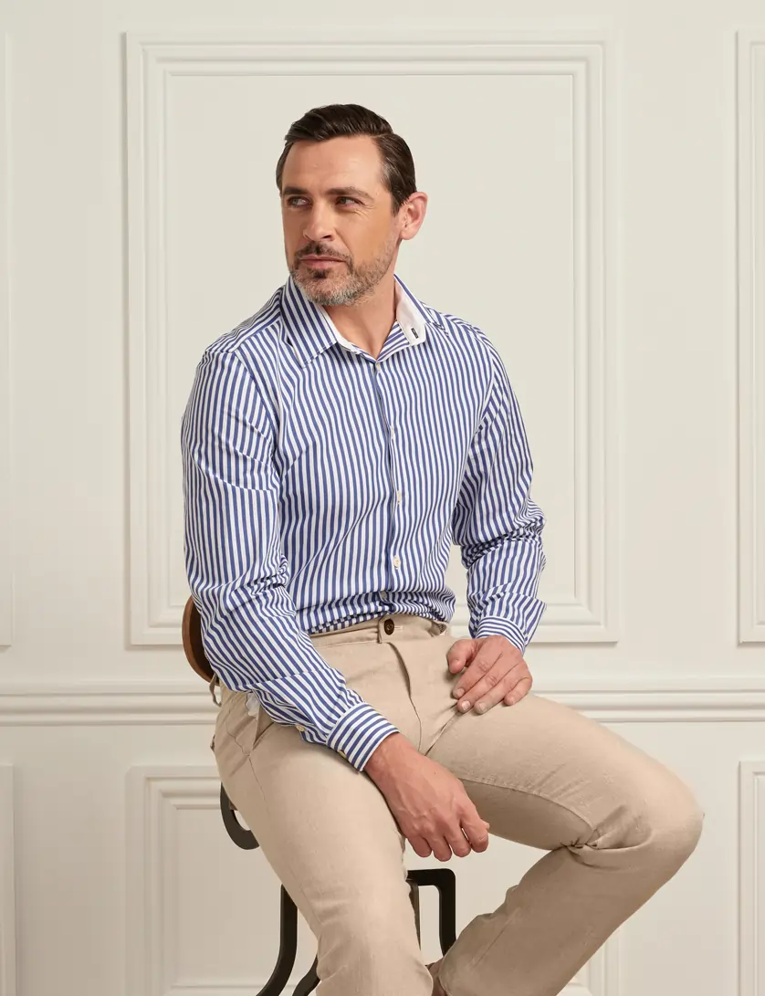 Navy And White Striped Shirt