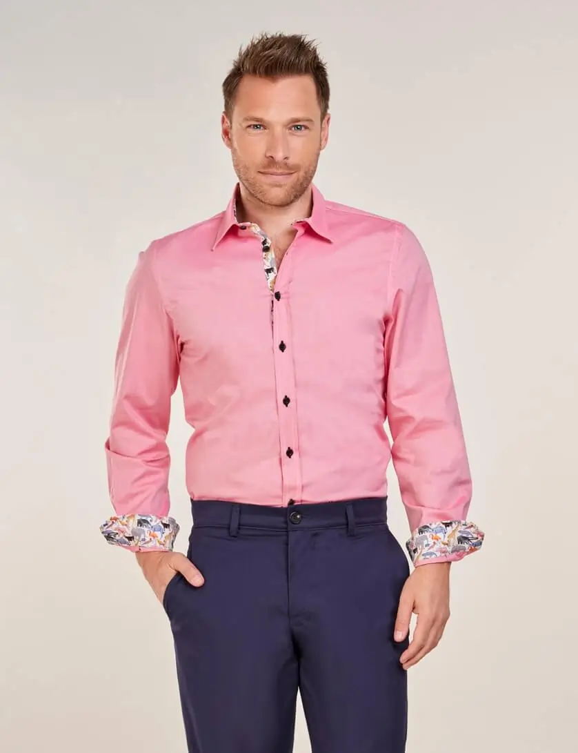mens pink oxford shirt with liberty contrast