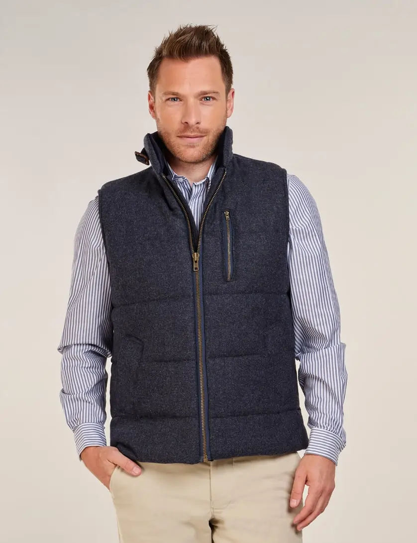 mens navy tweed gilet