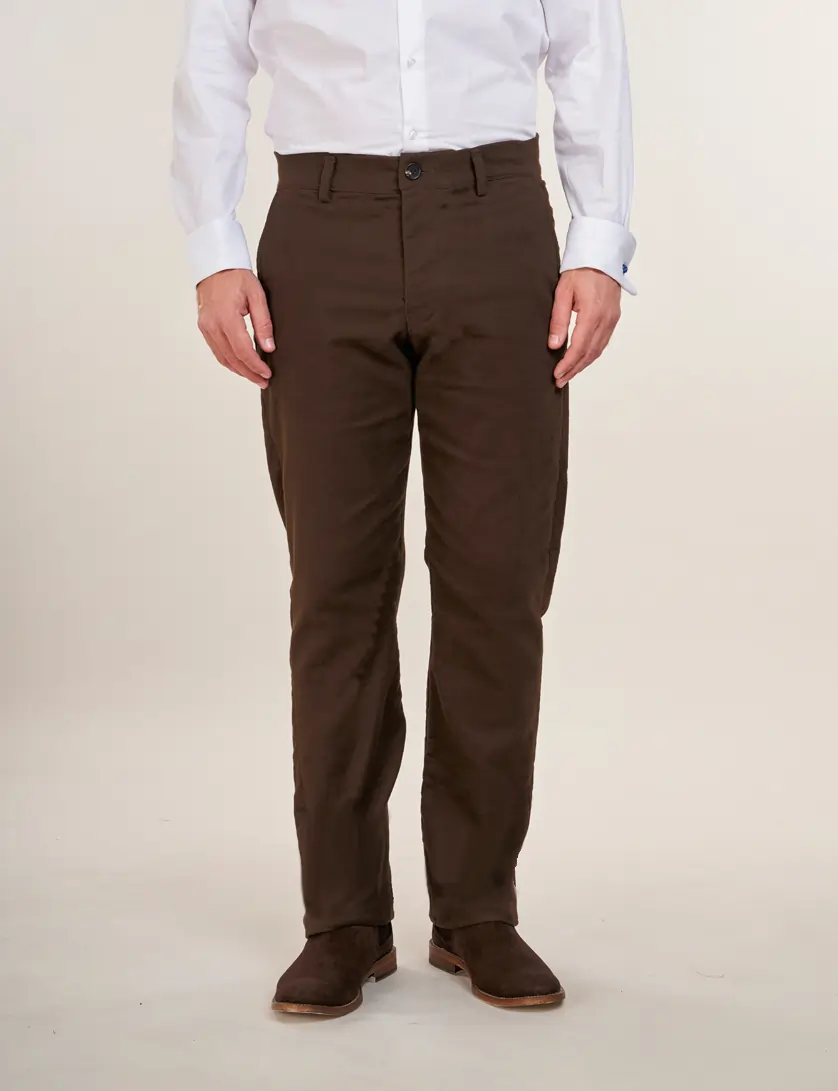 Brown Moleskin Trousers (Slim Leg) 