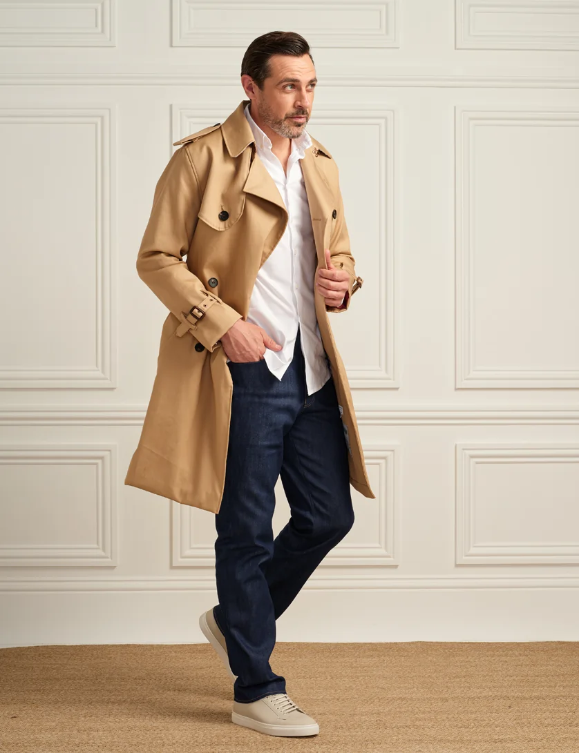 beige trench coat 