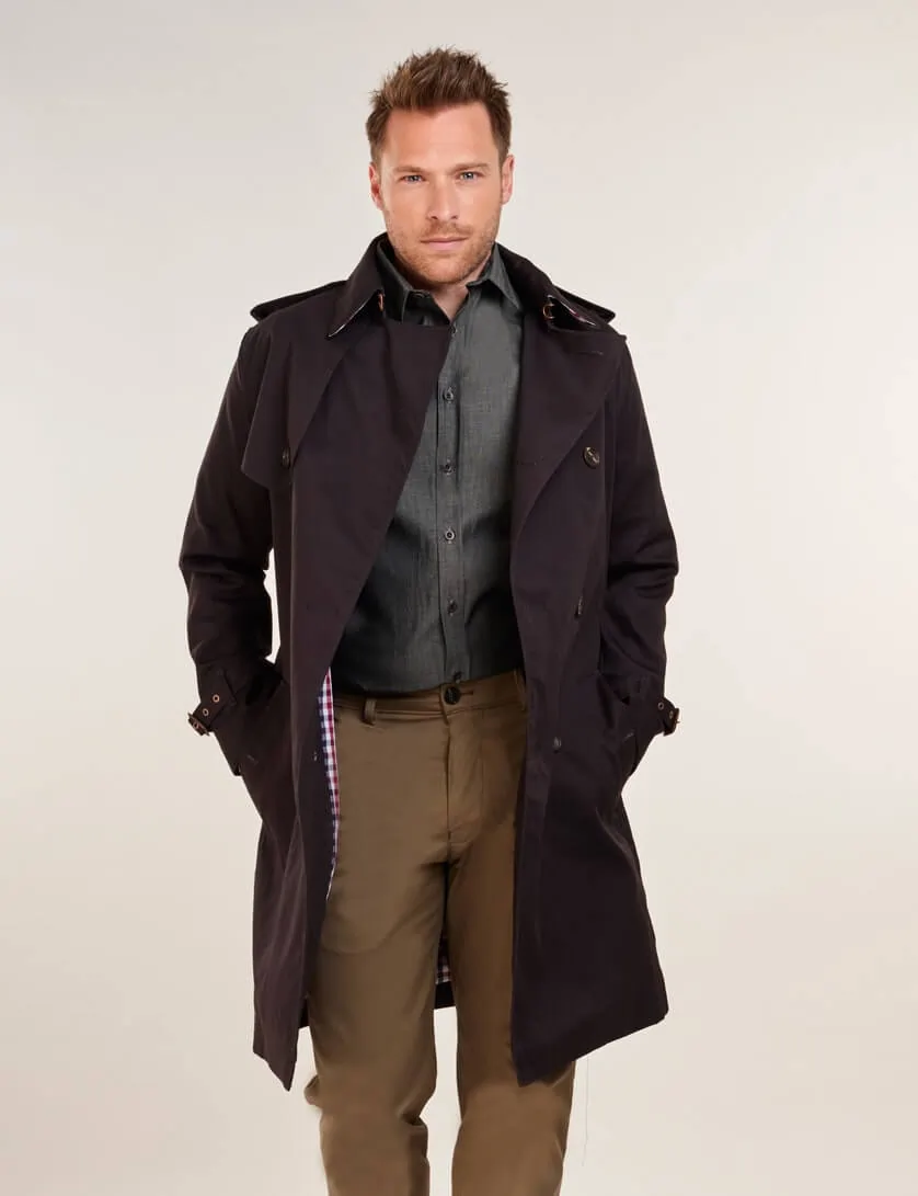 Mens Black Trench Coat 