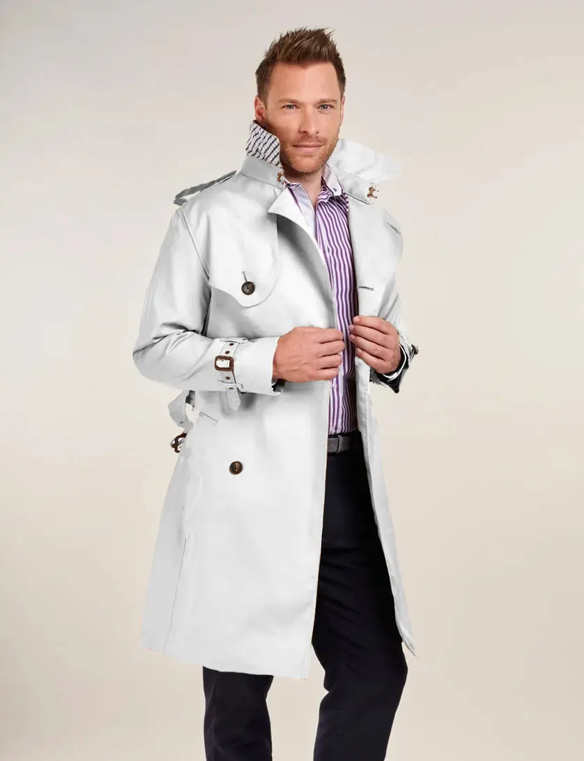 Mens White Trench Coat