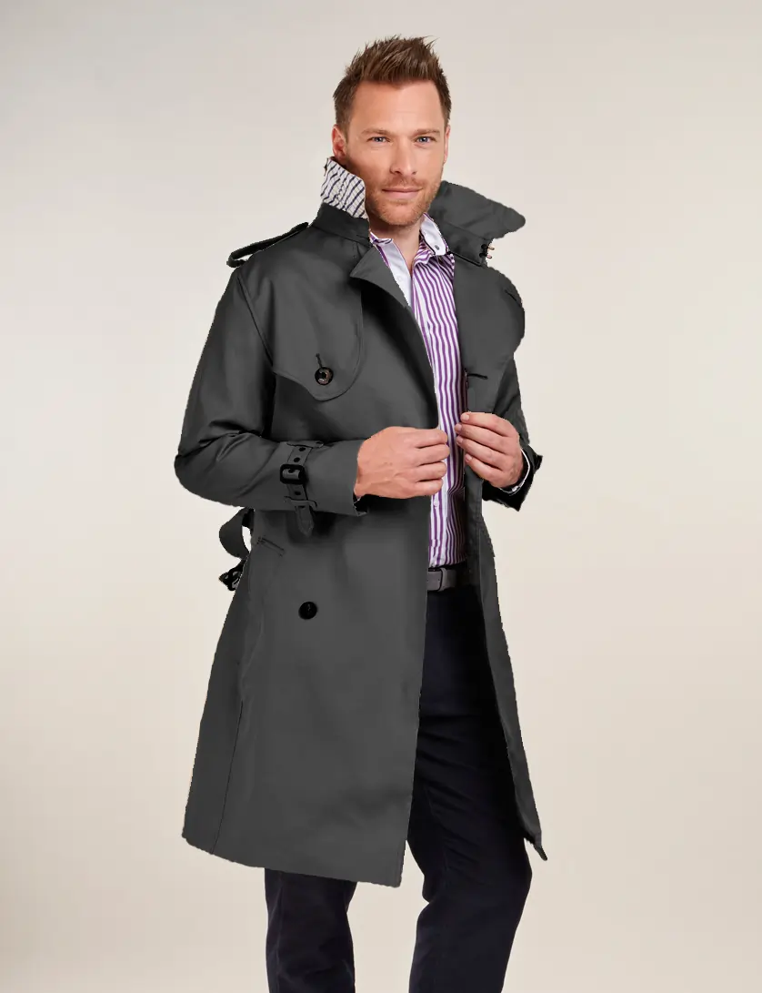 Mens Dark Grey Trench Coat