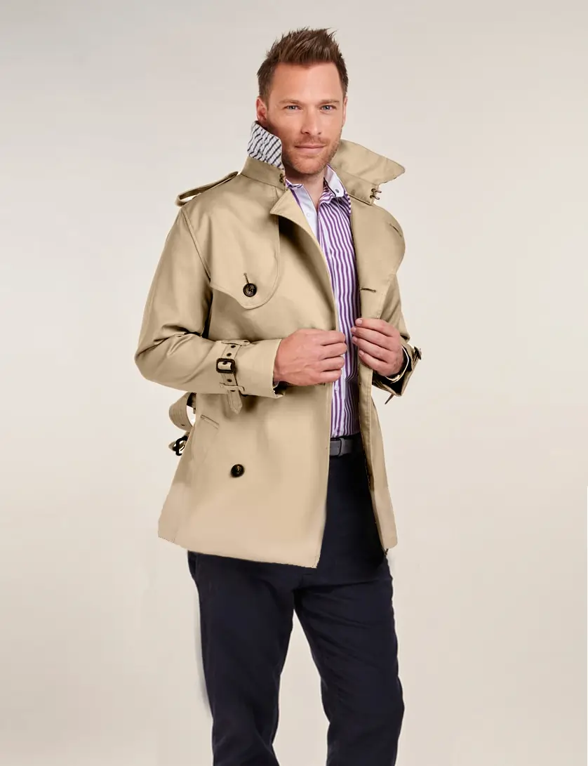 Mens Stone Short Trench Coat