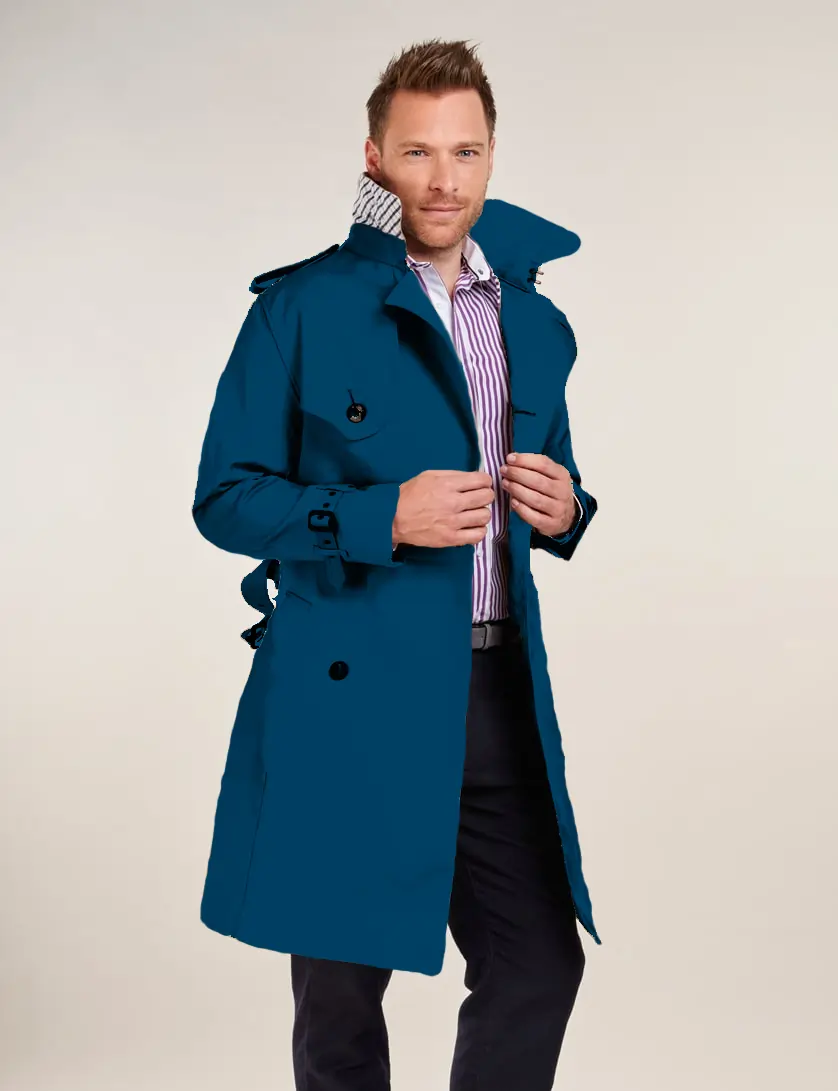 Mens Blue Trench Coat