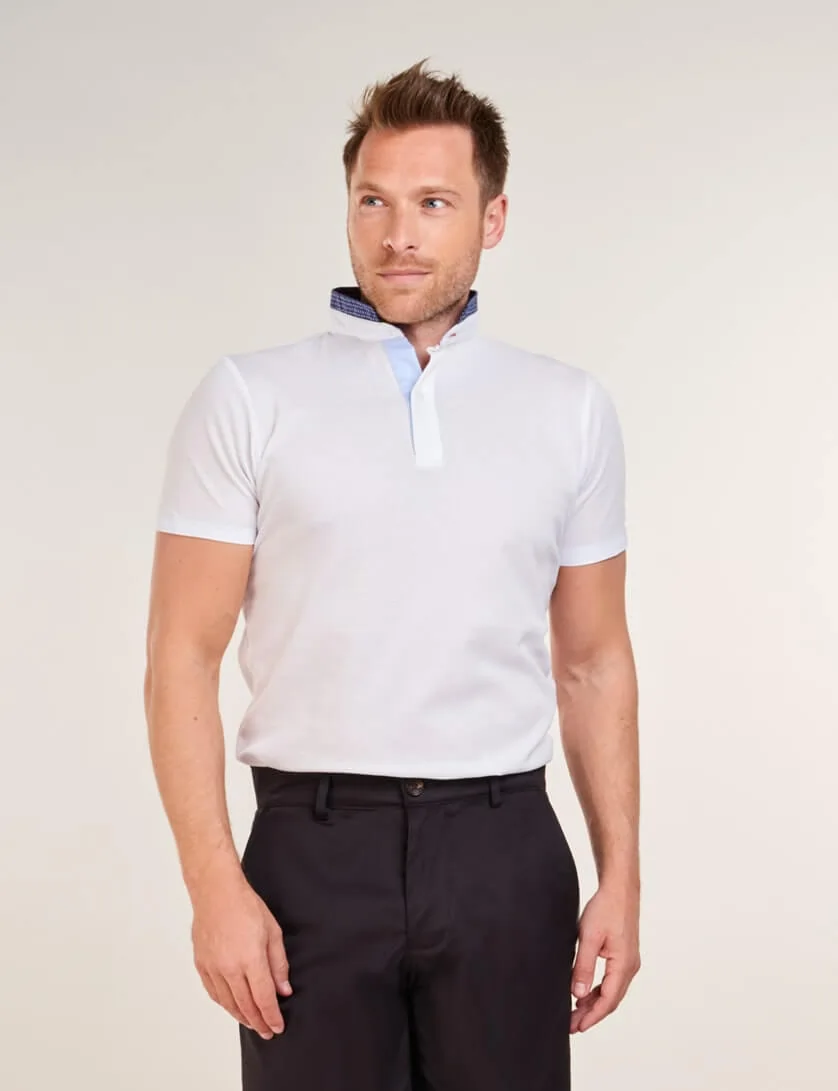 white polo shirt with black chinos for men