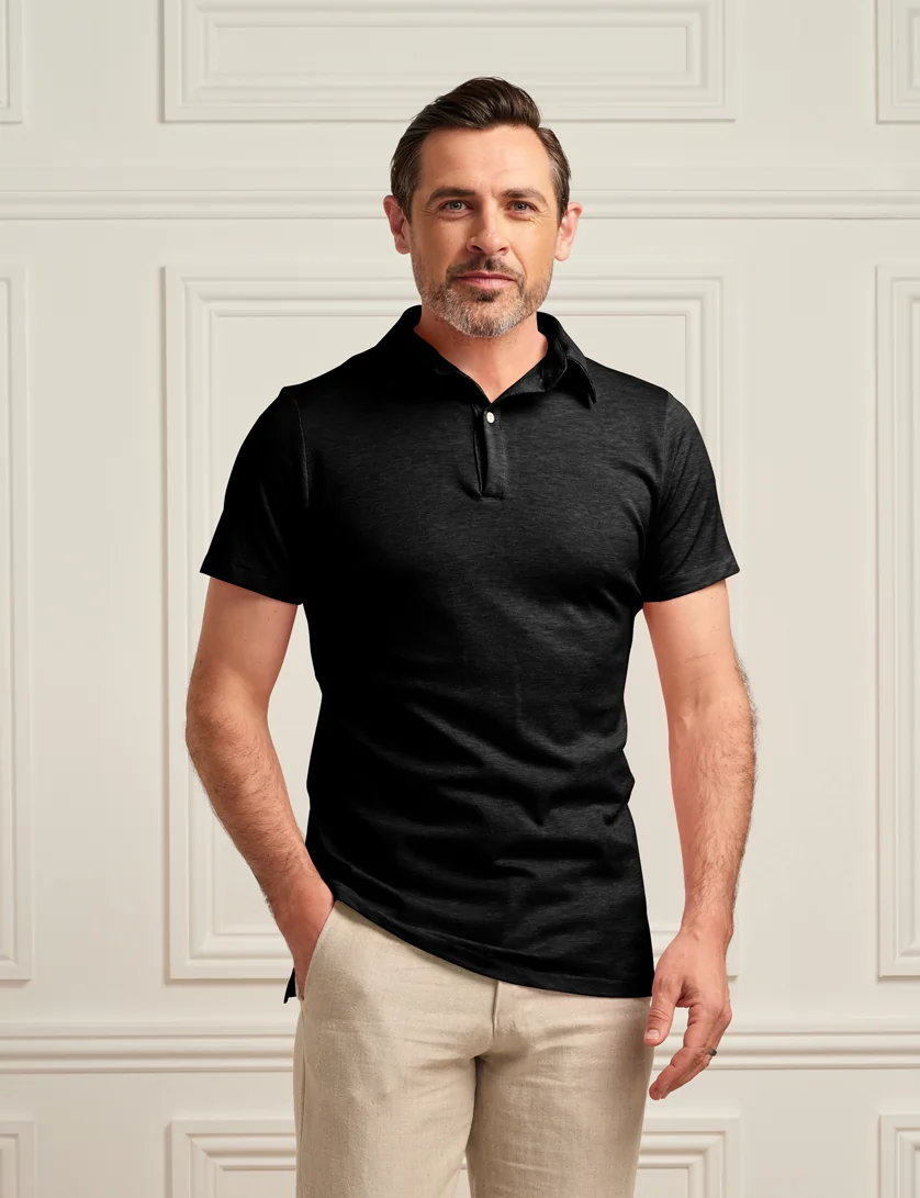 black polo shirt