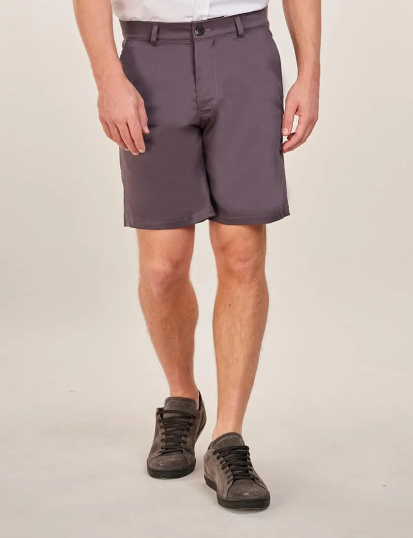 mens grey stretch chino shorts