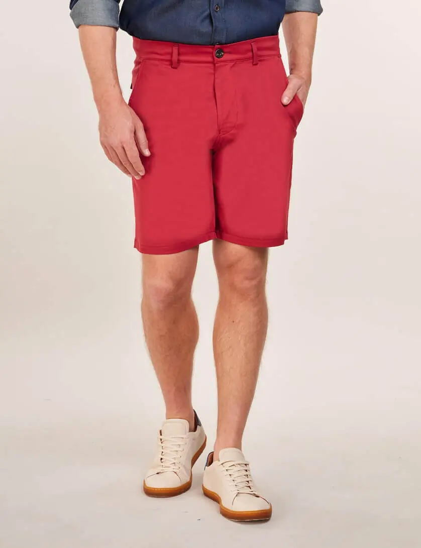 mens red stretch chino shorts