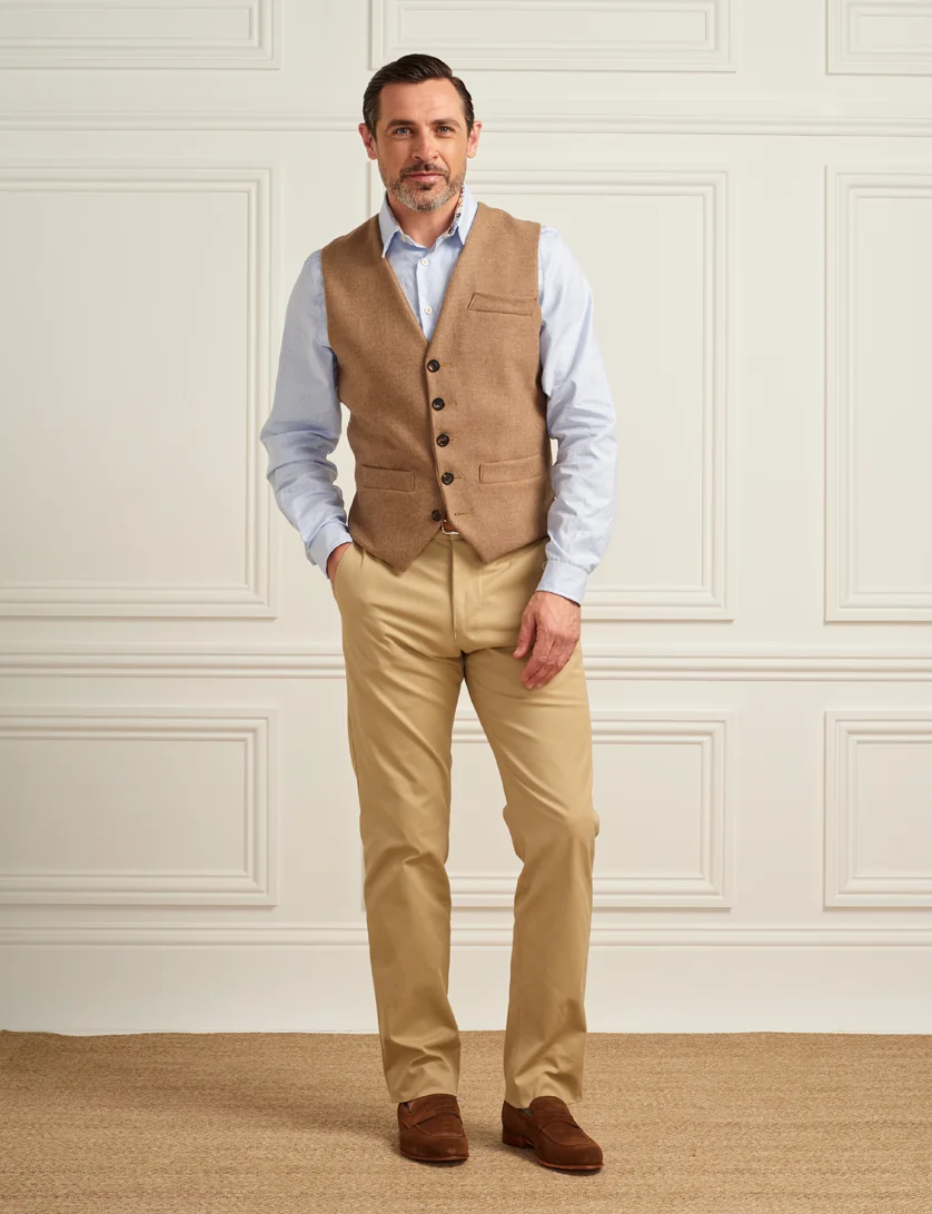 mens sand tweed waistcoat