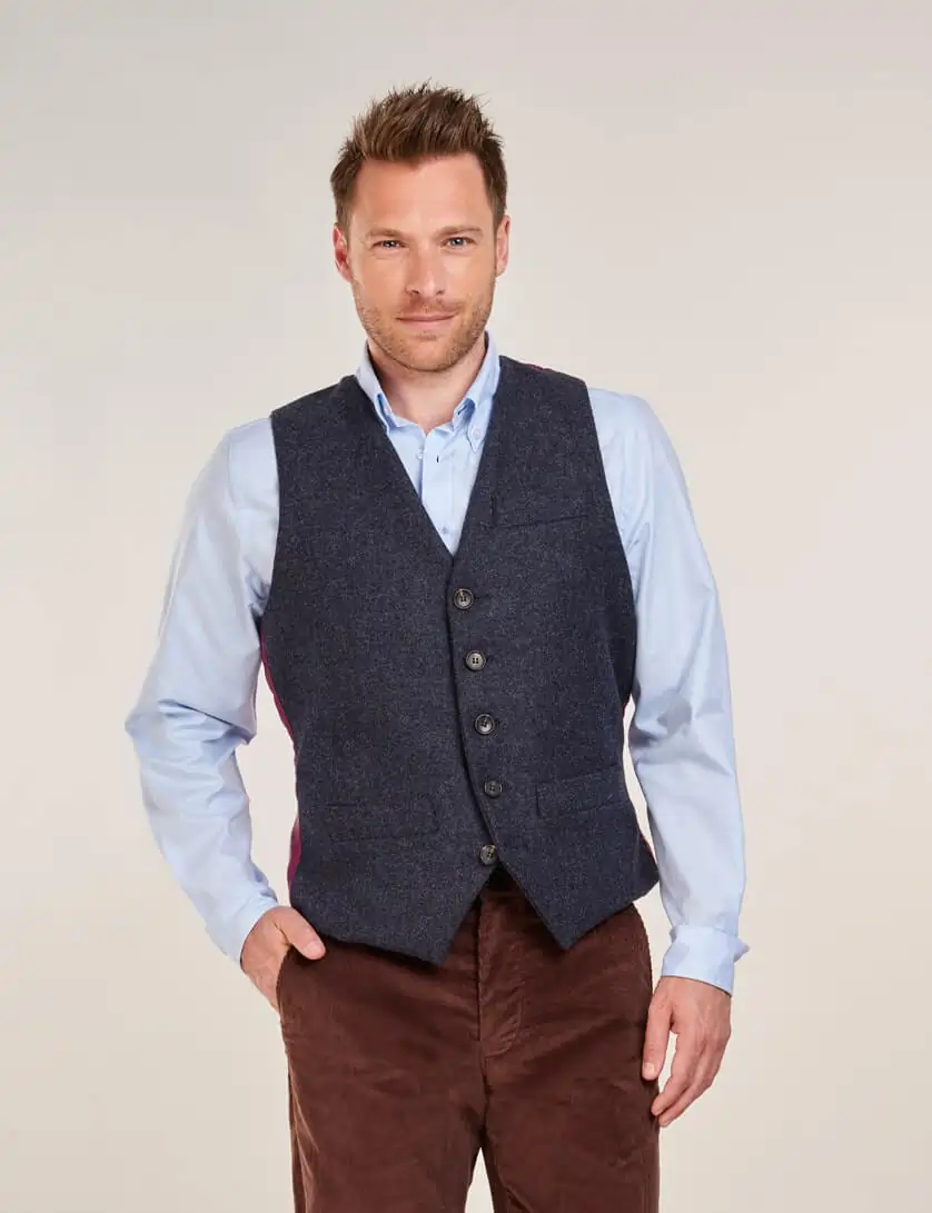 Navy tweed waistcoat