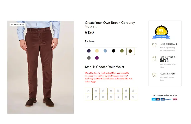 create your own corduroy trousers